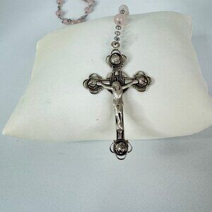 6mm Fine Rose Opal Rosary w/Sterling Silver Center and Crucifix NWT